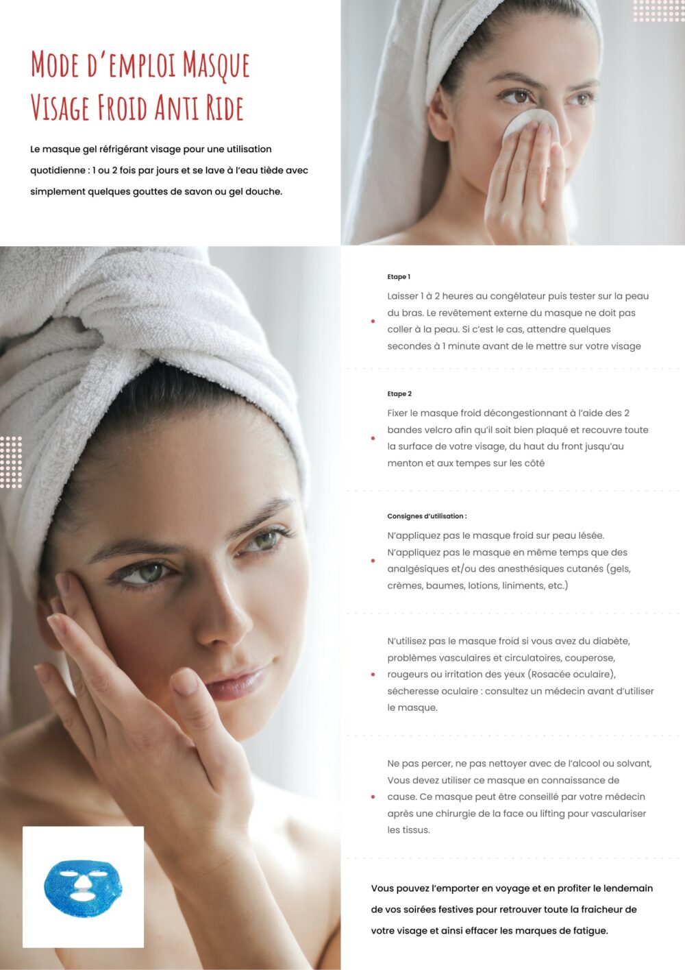 Masque Visage Froid Anti Ride réutilisable