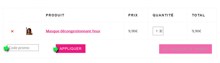 insérer un code promo