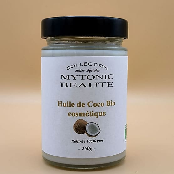 huile de coco 250g dans un pot en verre réutilisable avec 10 bâtonnets en bois