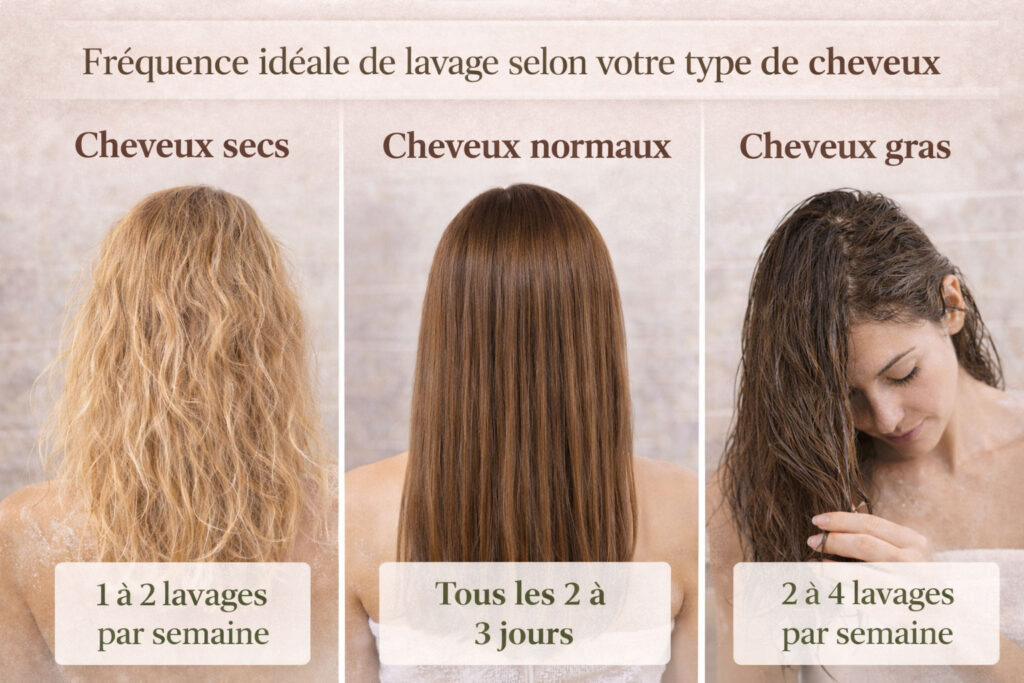 Fréquence de lavage selon type de cheveux