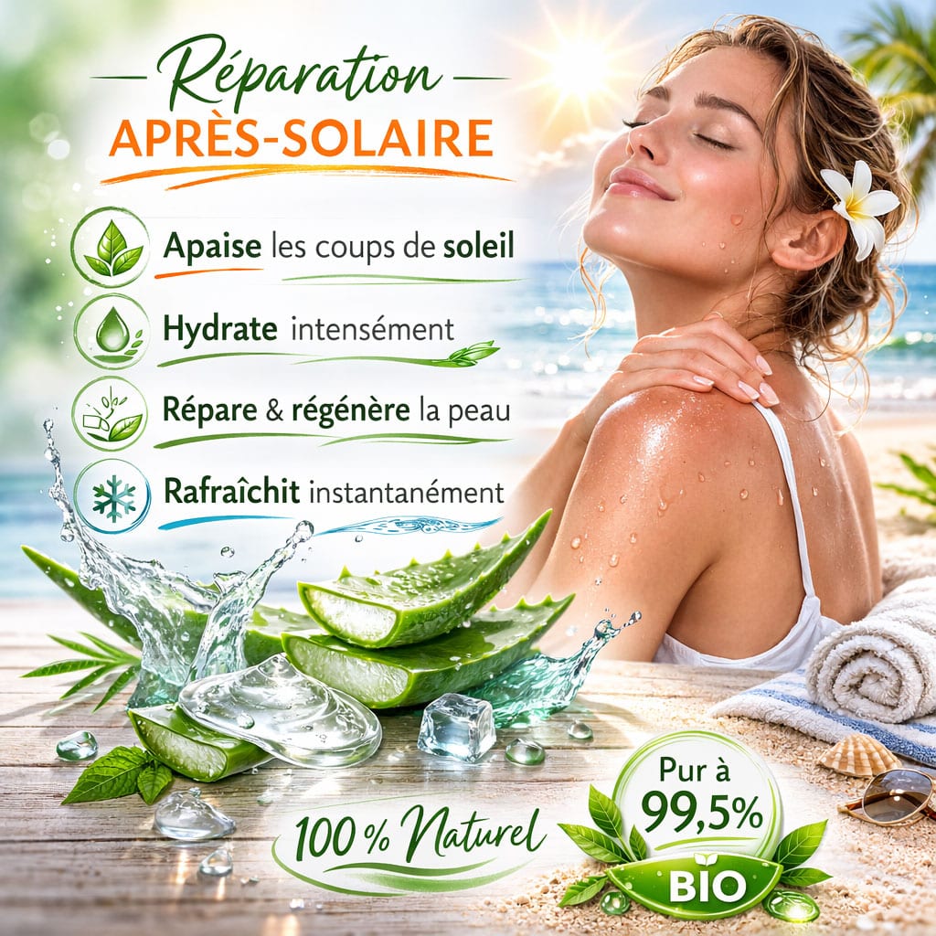 gel d'aloe vera pour apaiser les rougeurs et le soleil